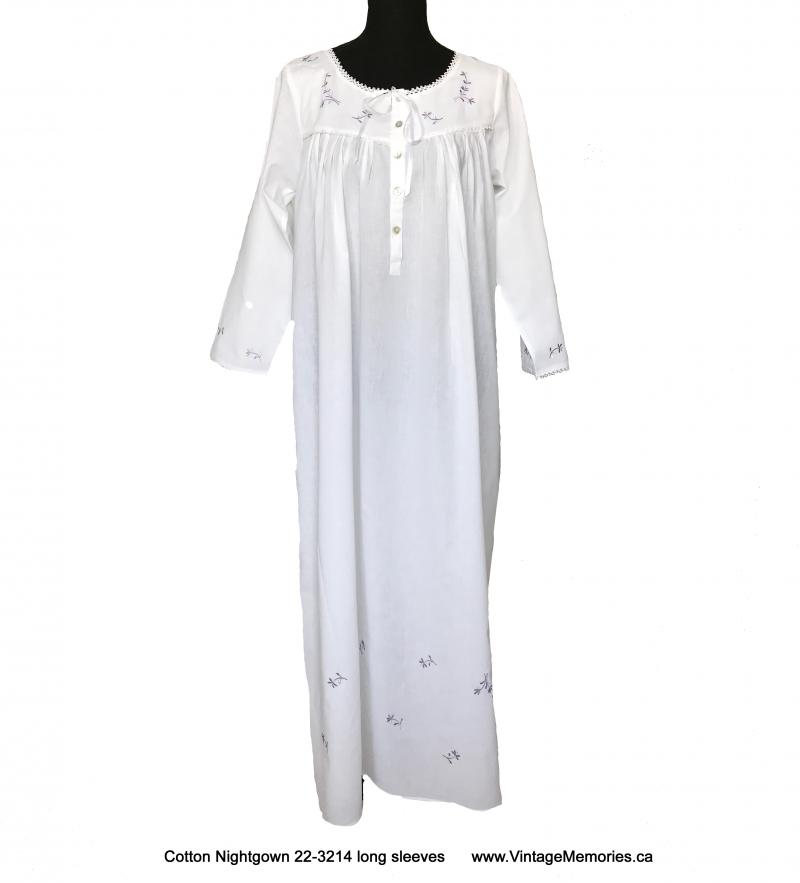 Cotton nightgown 22-3214 long sleeves