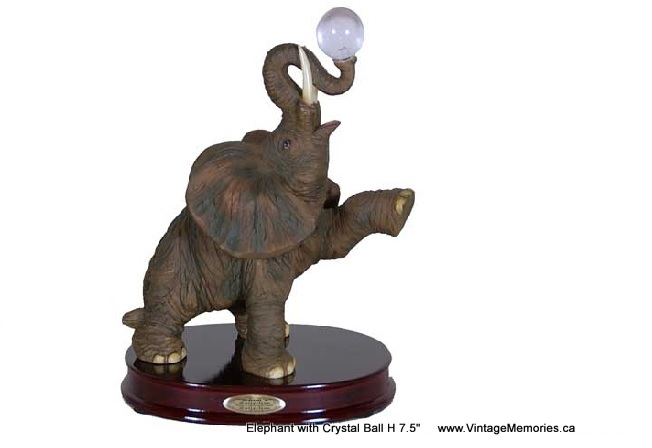 Elephant with Crystal Ball H 7.5"