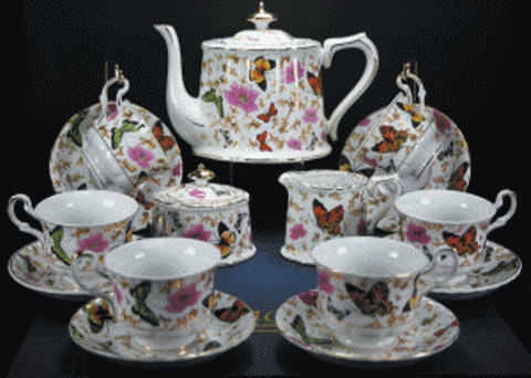 butterfly fine porcelain tea set