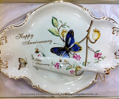 Anniversary Butterfly Porcelain Plate Gift Set 