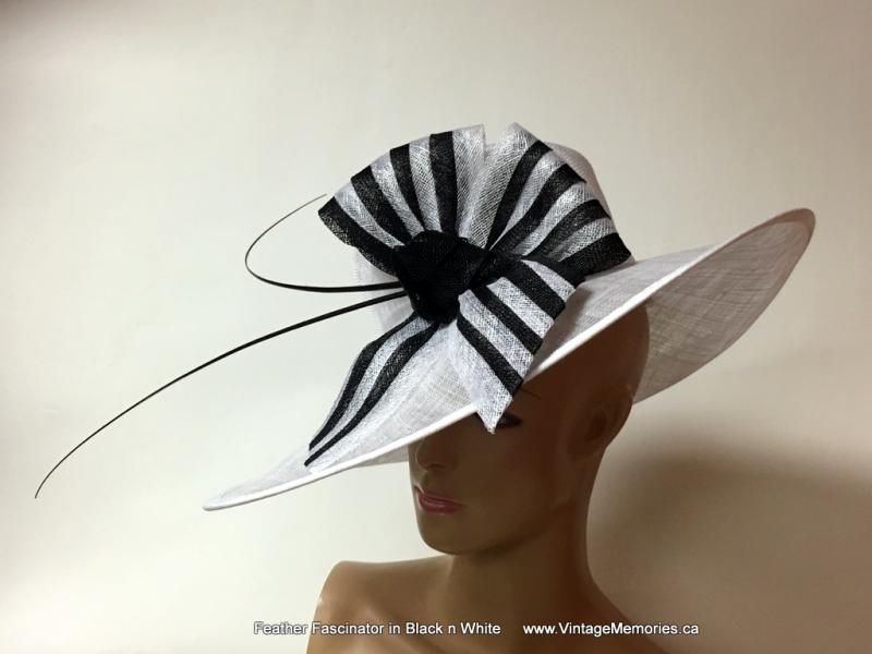 Feather Fascinator in Black n White