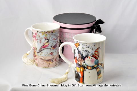 Fine Bone China Snowman Mug in Gift Box