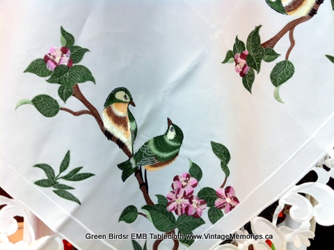 Green Birdsr EMB Tablecloth