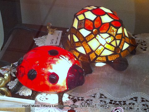 Hand Made Tiffany Lamps with Turtle Lady Bug  