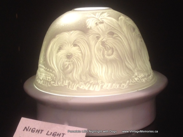 Porcelain LED Nightlight with dogs