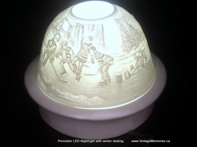 Porcelain LED Nightlight with winter skating