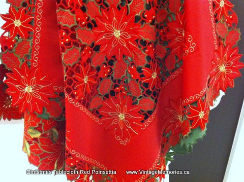 Red Poinsettia tablecloth