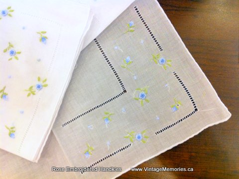 Rose Embroidered Handkerchief 