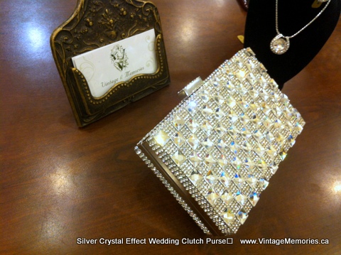 Silver Crystal Wedding Clutch.