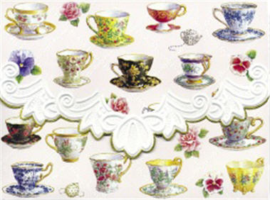 greeting note card tea cups