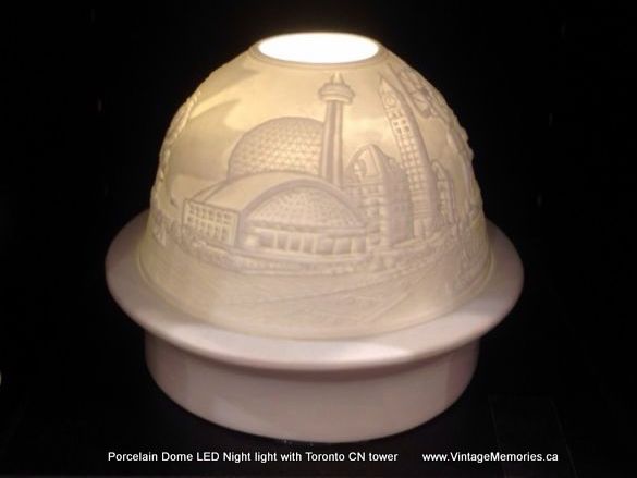 Porcelain Dome LED Night light with Toronto CN tower